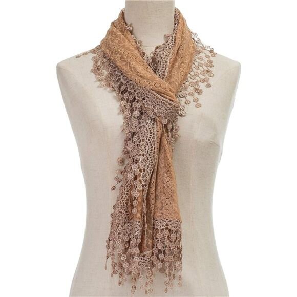 Cindy and Wendy Lightweight Soft Leaf Lace Fringes Scarf shawl for Women - Picture 8 of 10